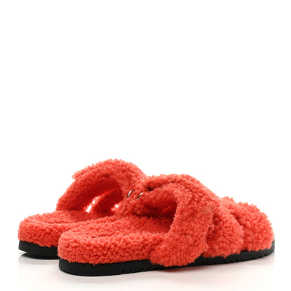 Hermes Woolskin Womens Chypre Sandals 40 Orange 4 of 11