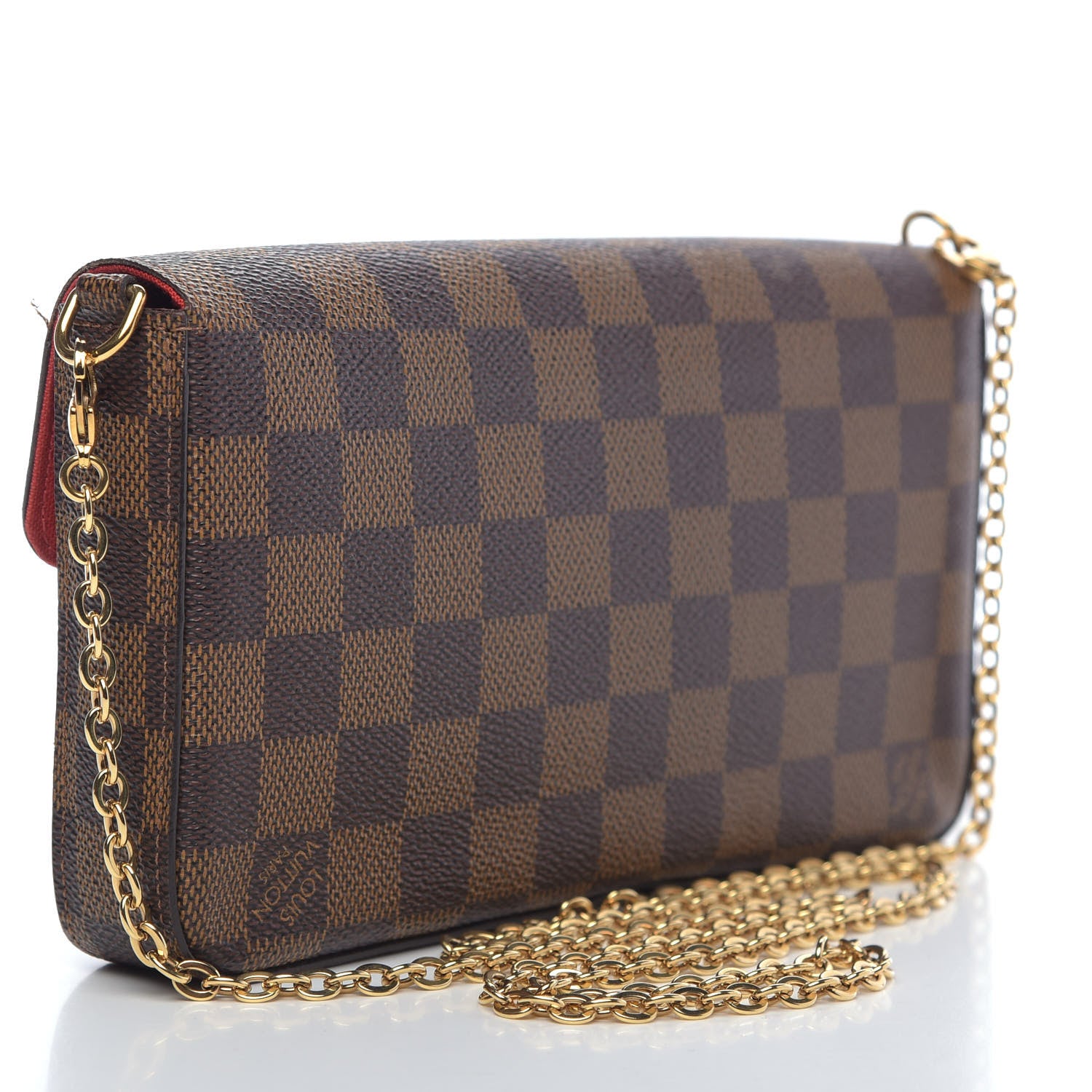 Louis Vuitton Damier Ebene Pochette Felicie Chain Wallet 3 of 14