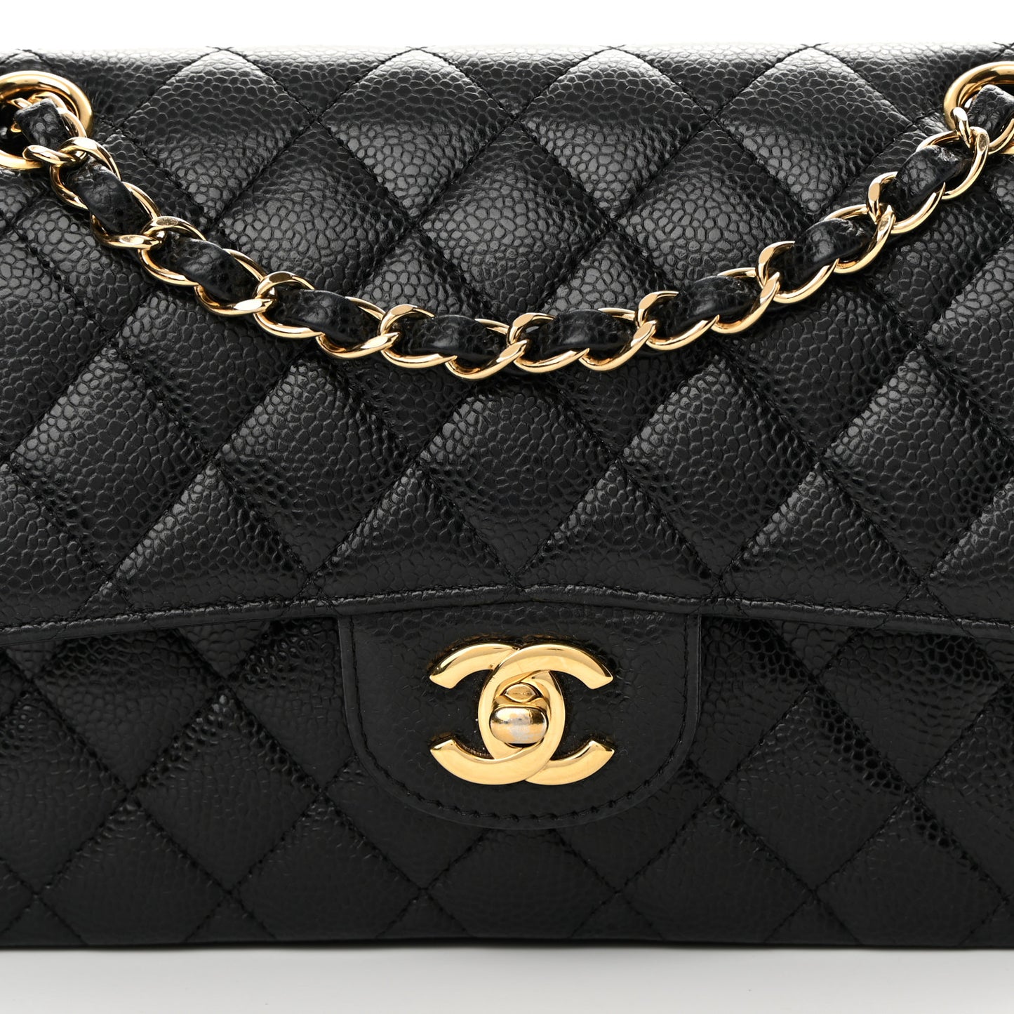 Caviar Quilted Small Double Flap Black