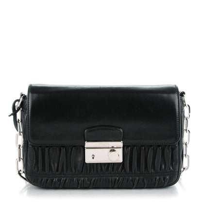 Prada Nappa Gaufre Sound Chain Flap Shoulder Bag Black 1 of 9