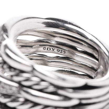 David Yurman Sterling Silver Diamond 15mm Tides Dome Ring 52 6 5 of 5