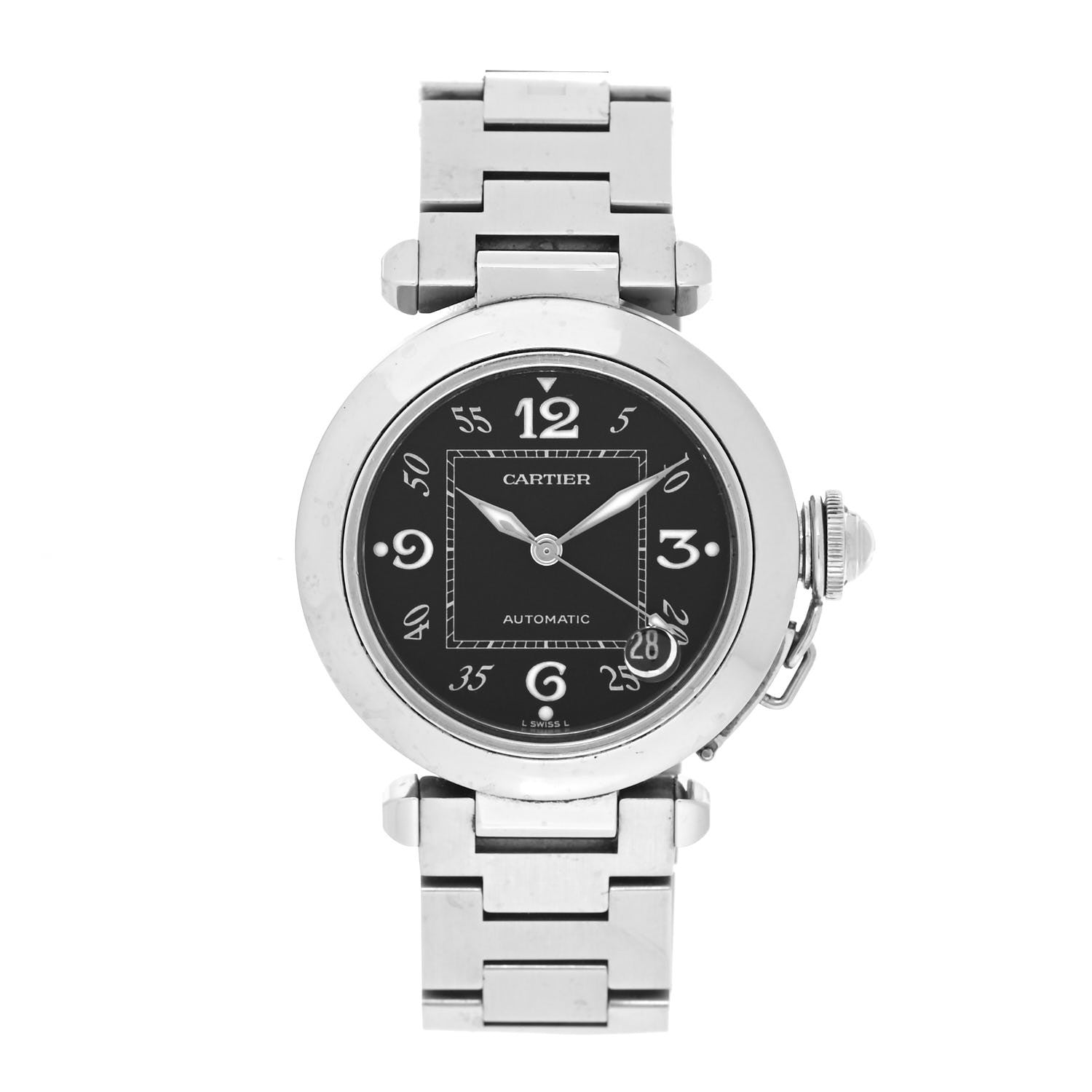 Cartier Stainless Steel 35mm Pasha C Automatic Watch Black 1 of 4