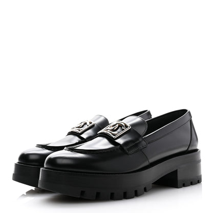 Chanel Calfskin Metal CC Loafers 38.5 Black 3 of 10