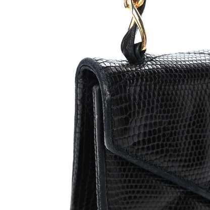 Chanel Lizard Quilted CC Single Flap Bag Black 10 of 12