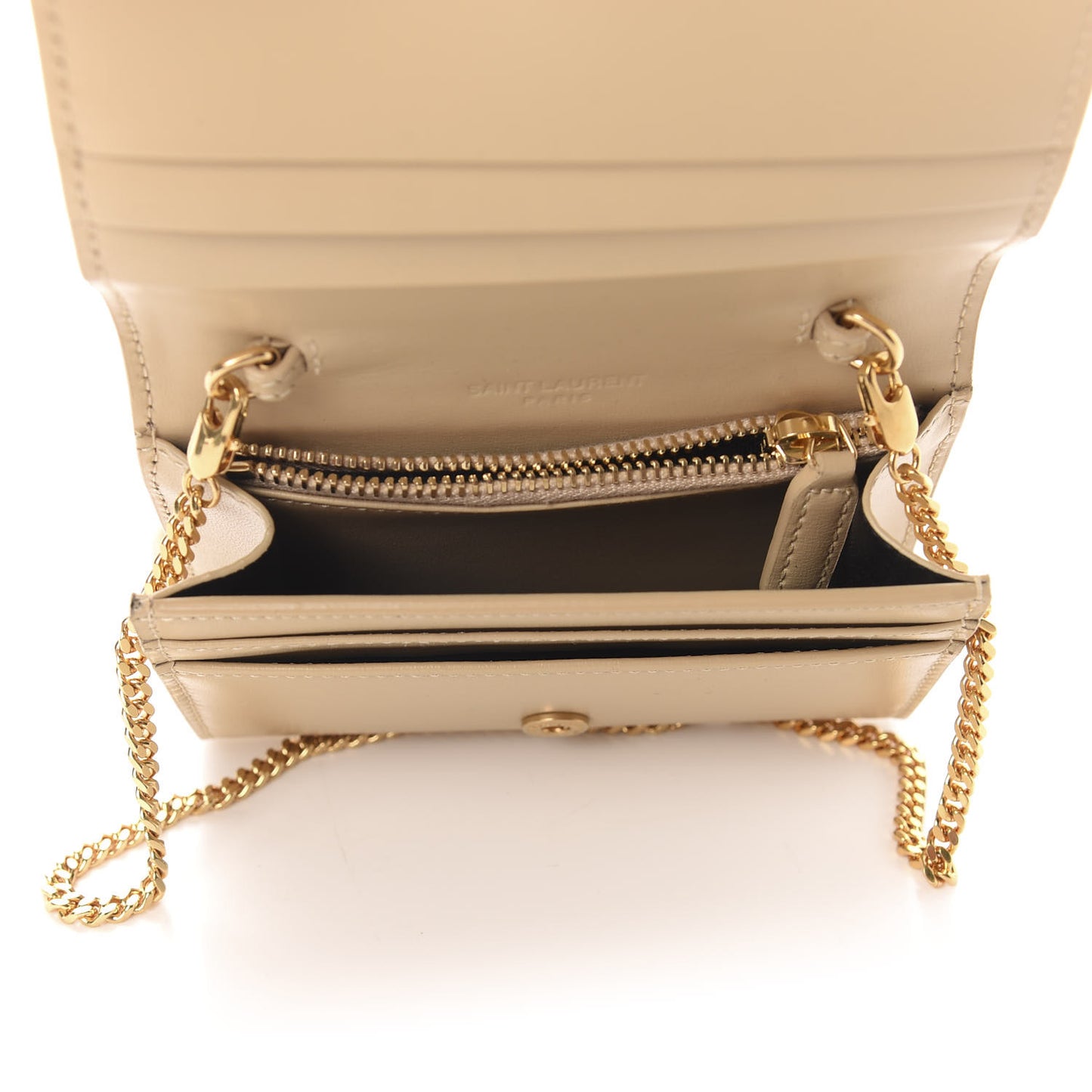 Calfskin Monogram Chain Card Case Ivory Natural