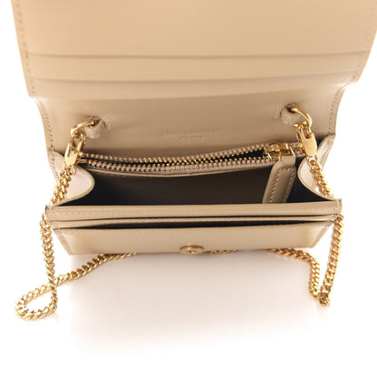 Saint Laurent Calfskin Monogram Chain Card Case Ivory Natural 5 of 11