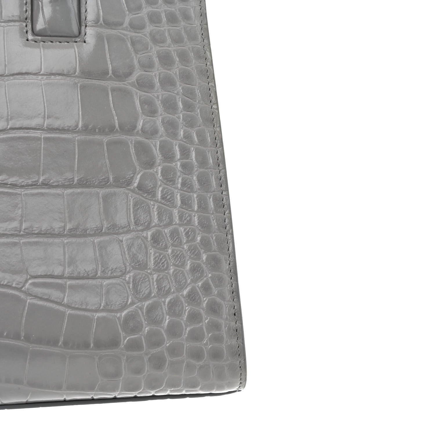 Burberry Crocodile Embossed Calfskin Mini Frances Tote Cloud Grey 11 of 11
