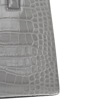 Burberry Crocodile Embossed Calfskin Mini Frances Tote Cloud Grey 11 of 11