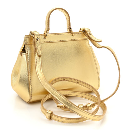 Dolce & Gabbana DOLCE & GABBANA Metallic Calfskin Sequin Childrens Miss Sicily Satchel Gold 3 of 12