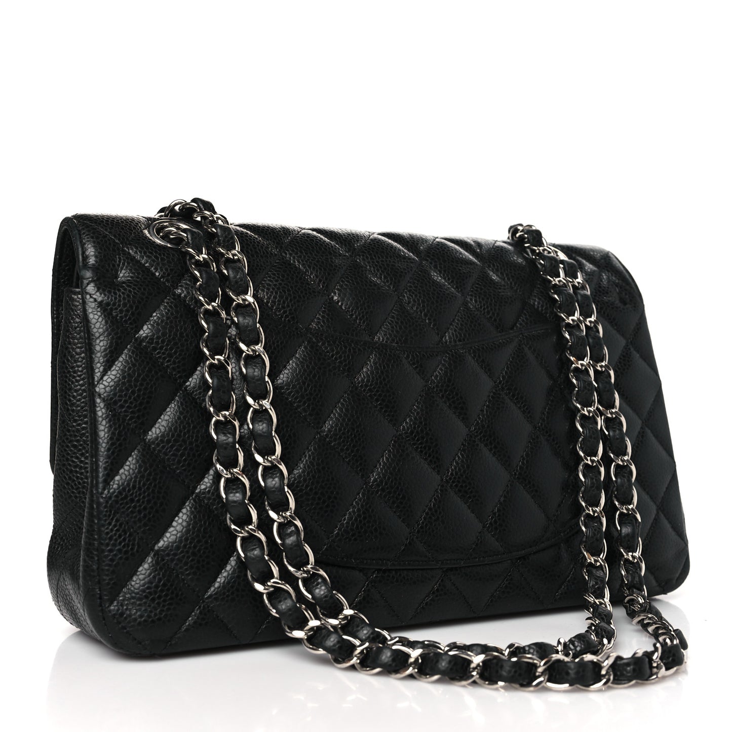 Caviar Quilted Medium Double Flap Black