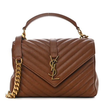 Saint Laurent Sheepskin Matelasse Chevron Monogram Medium College Bag Brick 1 of 10