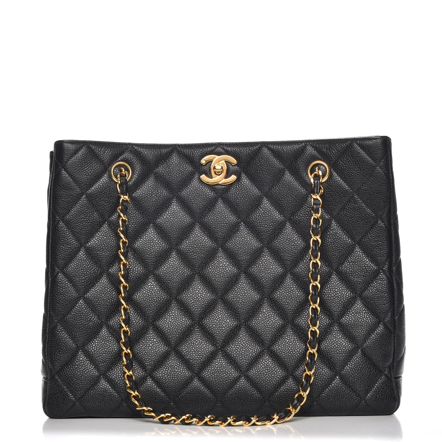 Caviar Quilted Shopper Tote Black