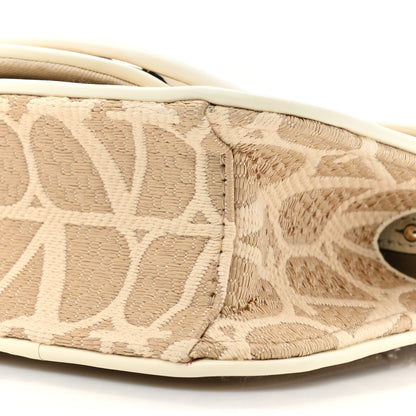 Valentino Garavani Raffia Toile Iconographe Calfskin Vlogo Small Loco Shoulder Bag Natural Ivory 8 of 10