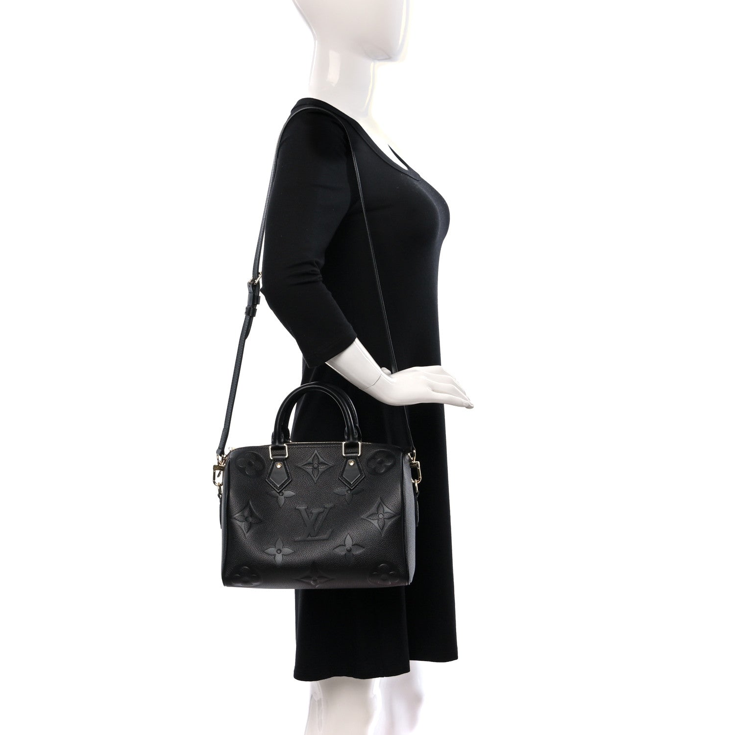 Louis Vuitton Empreinte Monogram Giant Speedy Bandouliere 25 Black 2 of 8
