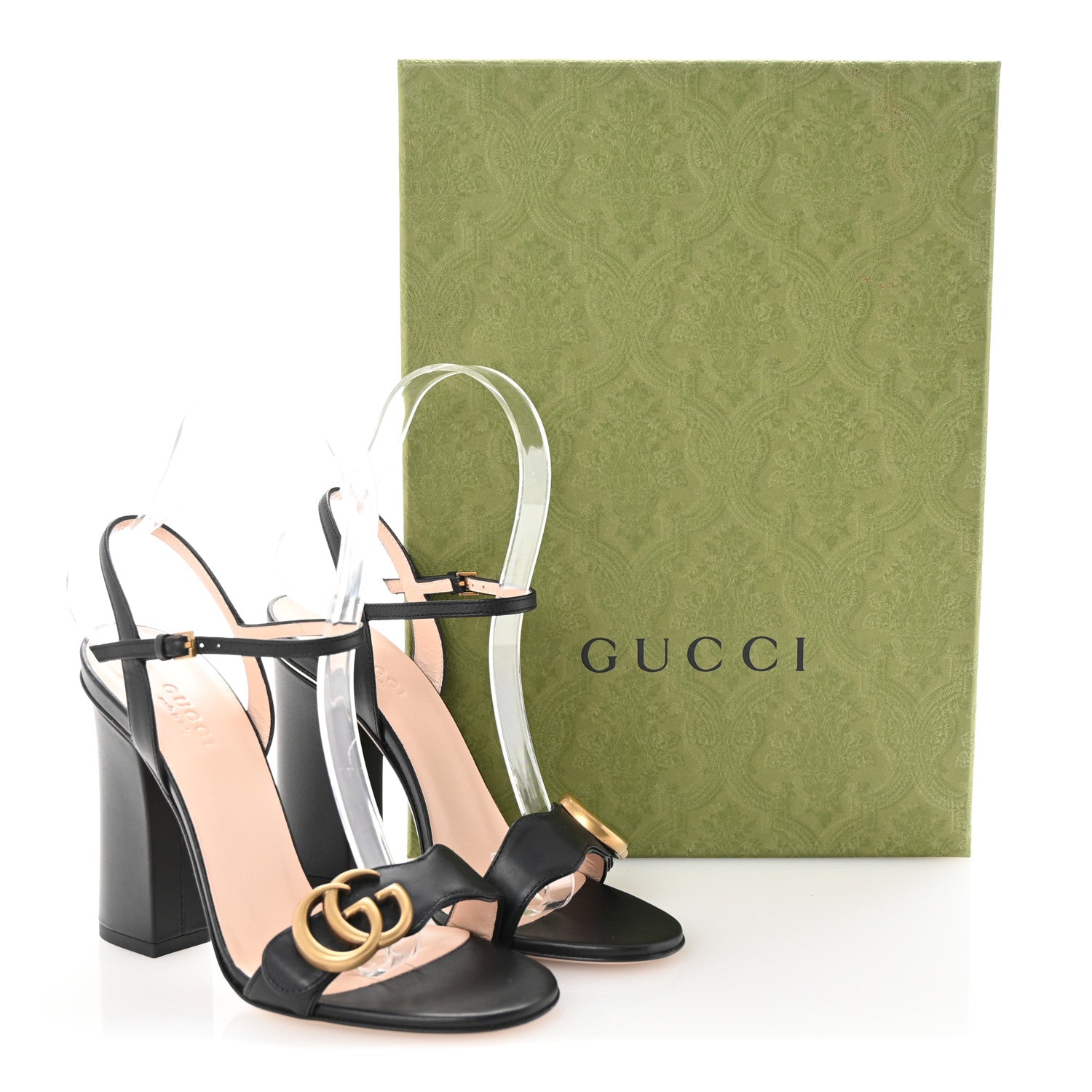 Gucci Lifford Calfskin GG Marmont Ankle Wrap 105mm Sandals 35 Black 9 of 9