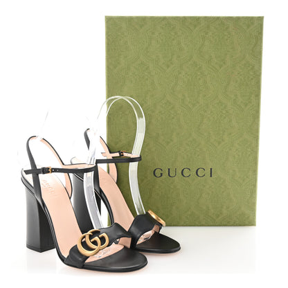 Gucci Lifford Calfskin GG Marmont Ankle Wrap 105mm Sandals 35 Black 9 of 9