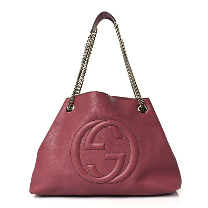 Gucci Pebbled Calfskin Medium Soho Chain Shoulder Bag Peonia Flower 1 of 10