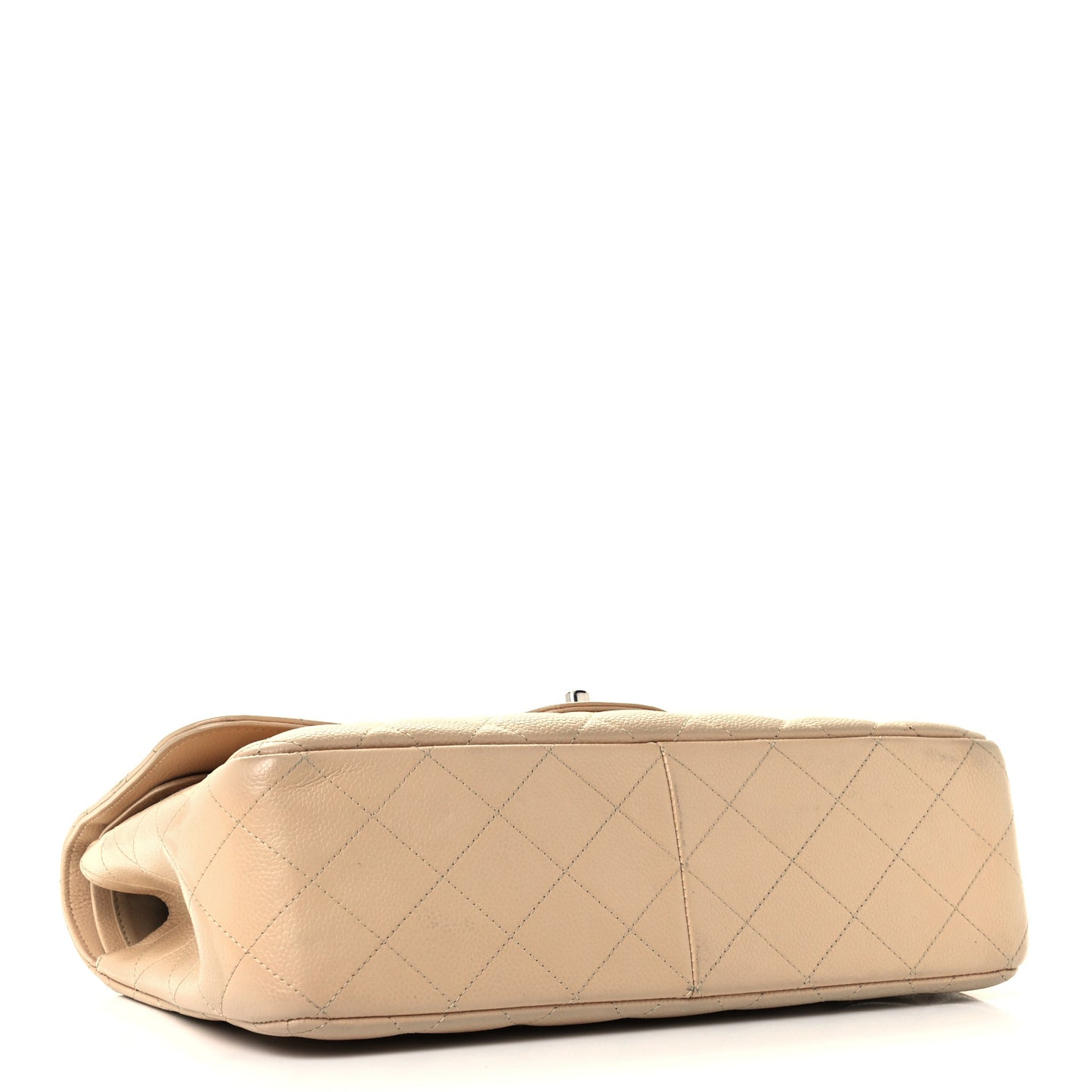 Caviar Quilted Jumbo Double Flap Light Beige