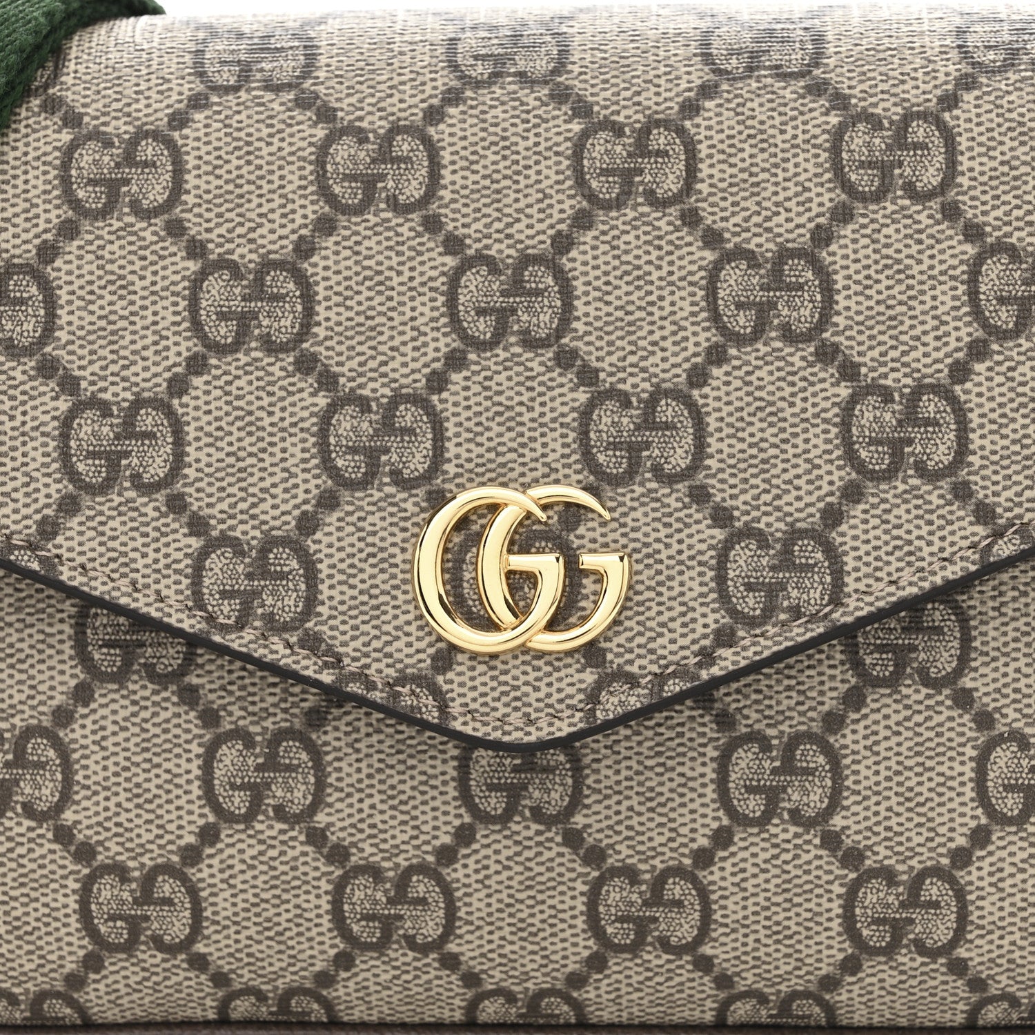 Gucci GG Supreme Monogram Textured Dollar Calfskin Web Mini Ophidia Envelope Shoulder Bag Beige Ebony New Acero 8 of 11