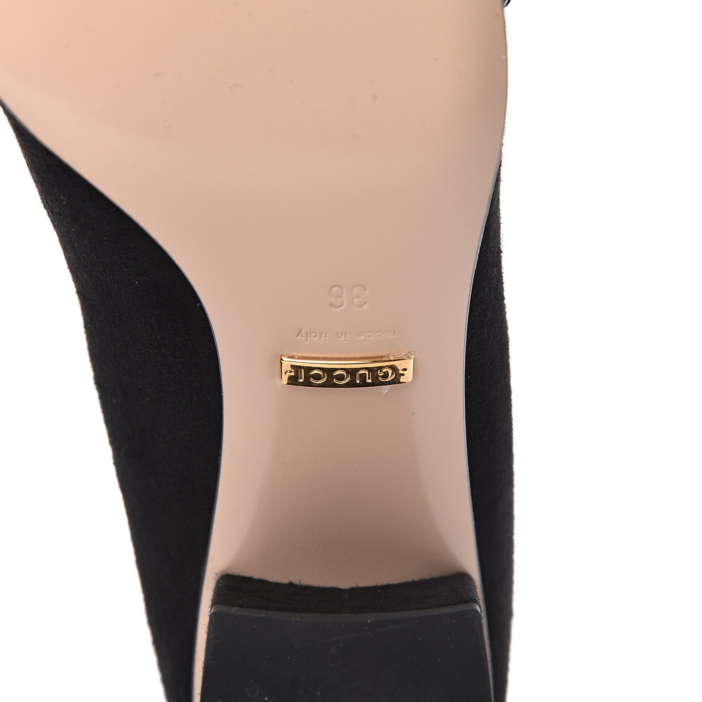 Kid Scamosciato GG Marmont Fringe 50mm Loafer Pumps 36 Black
