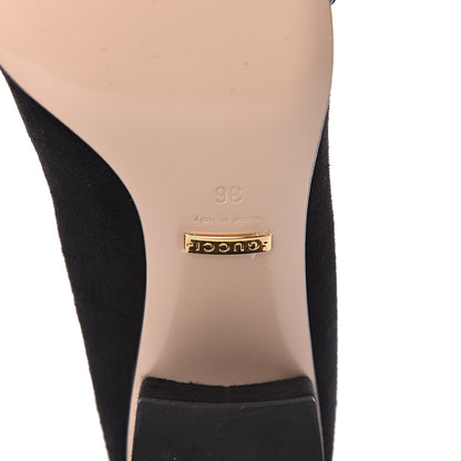 Gucci Kid Scamosciato GG Marmont Fringe 50mm Loafer Pumps 36 Black 7 of 9