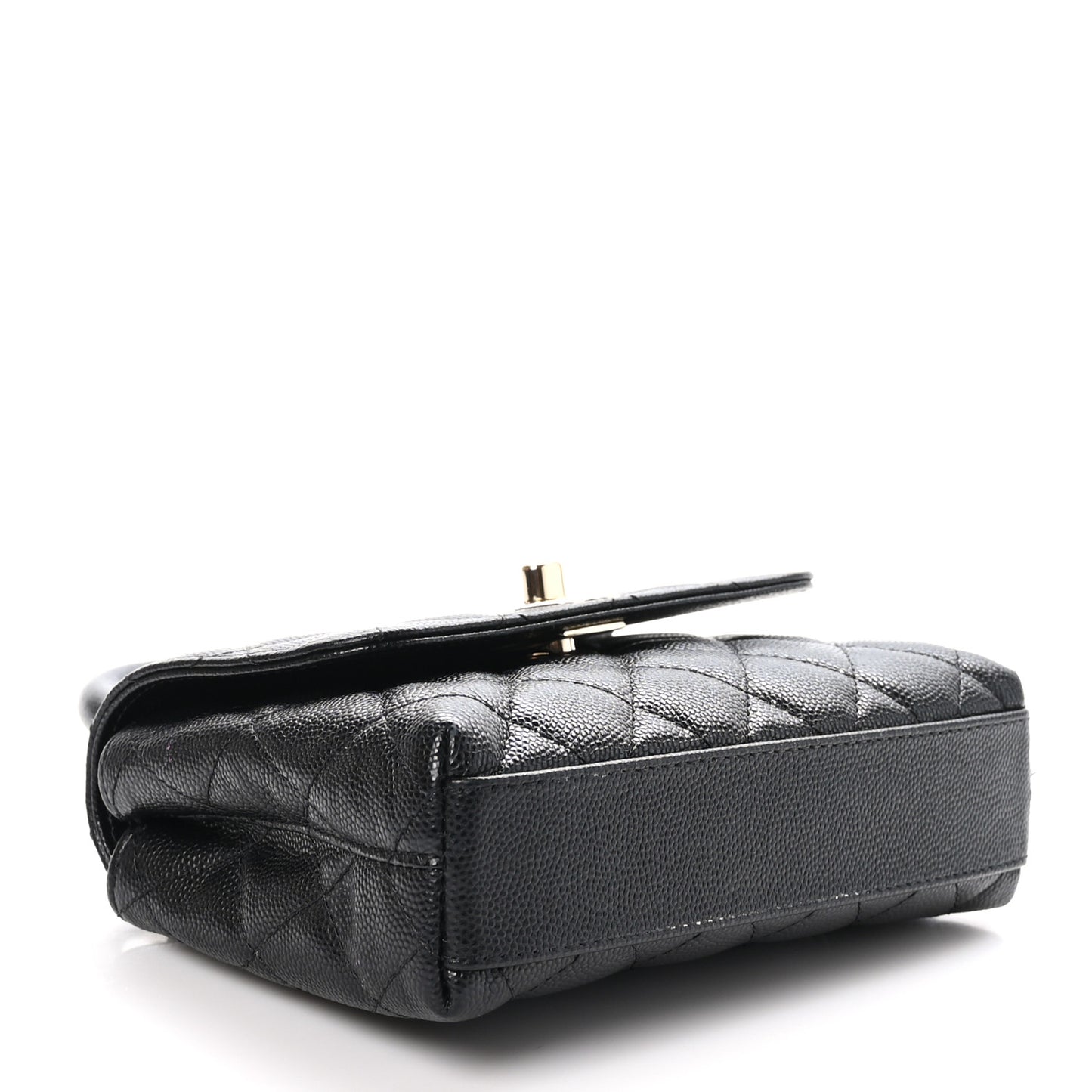 Caviar Quilted Coco Handle Clutch With Chain Black
