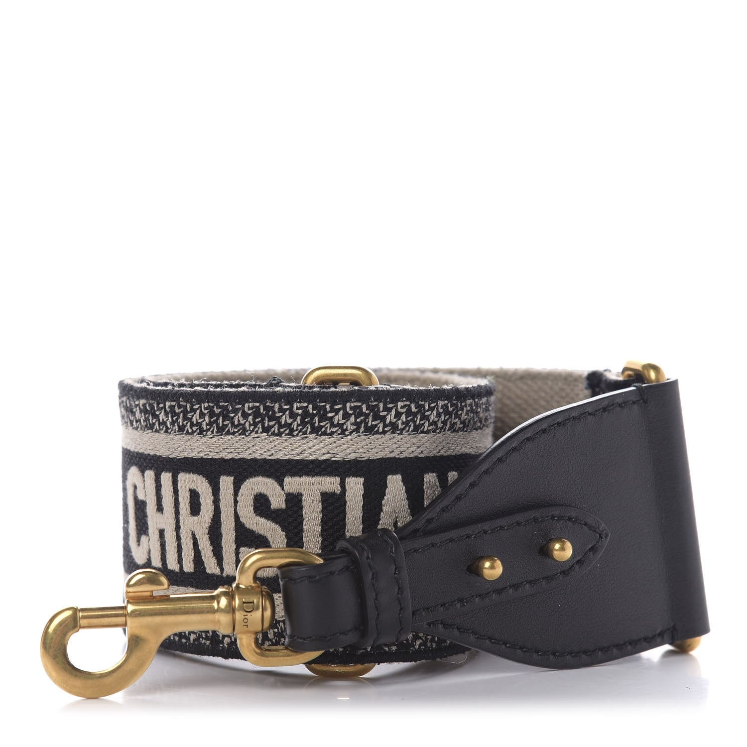 Christian Dior Canvas Embroidered Shoulder Strap Black 1 of 6