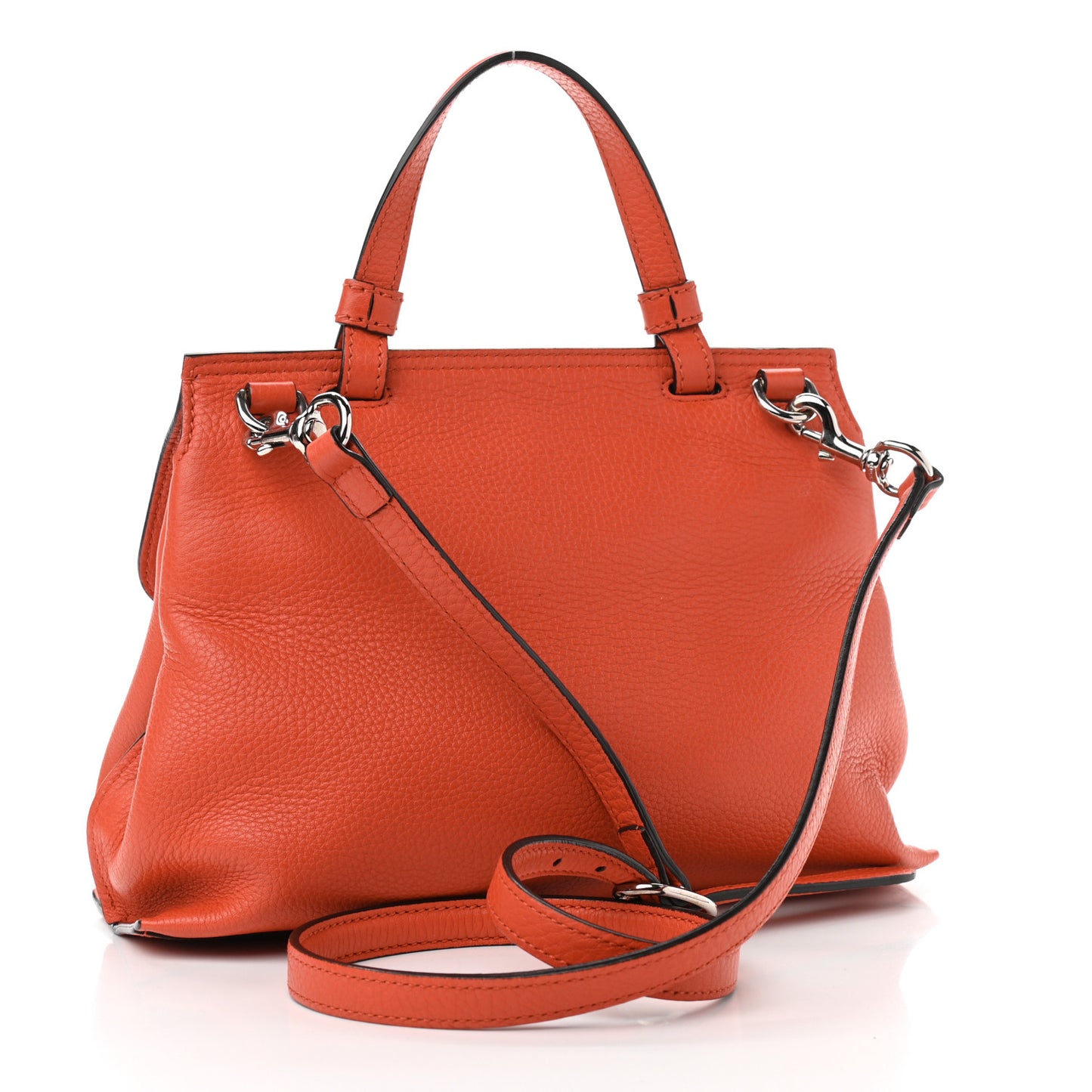 Cellarius Calfskin Small Bamboo Daily Top Handle Bag New Dark Orange