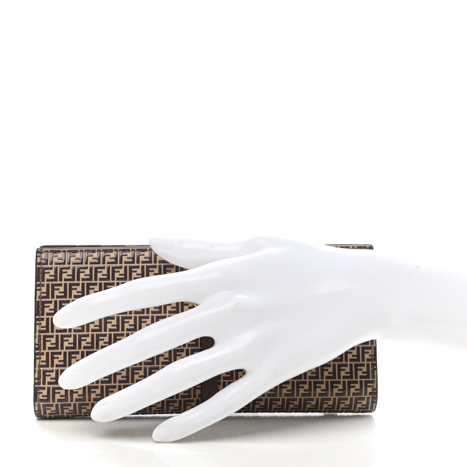 Fendi Vitello Liberty Micro FF Embossed O'Lock Long Wallet Beige Amido Maya 2 of 8