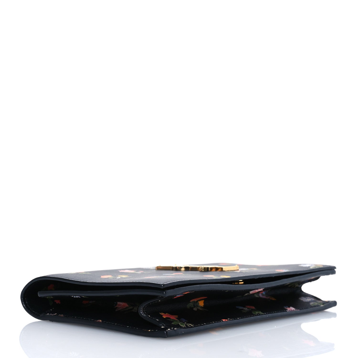 Saint Laurent Calfskin Prairie Flower Printed Classic Monogram Kate Clutch Black Multicolor 4 of 9
