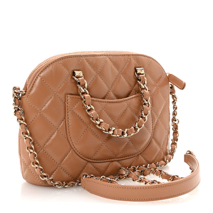 Chanel Shiny Lambskin Quilted Shiny Coco Clutch With Chain Dark Beige 3 of 11