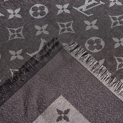 Louis Vuitton Silk Lurex Wool Monogram Shine Shawl Black 4 of 5