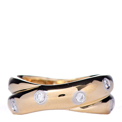 Tiffany 18K Yellow Gold Platinum Diamond Etoile Twist Band Ring 50 5.25 3 of 5