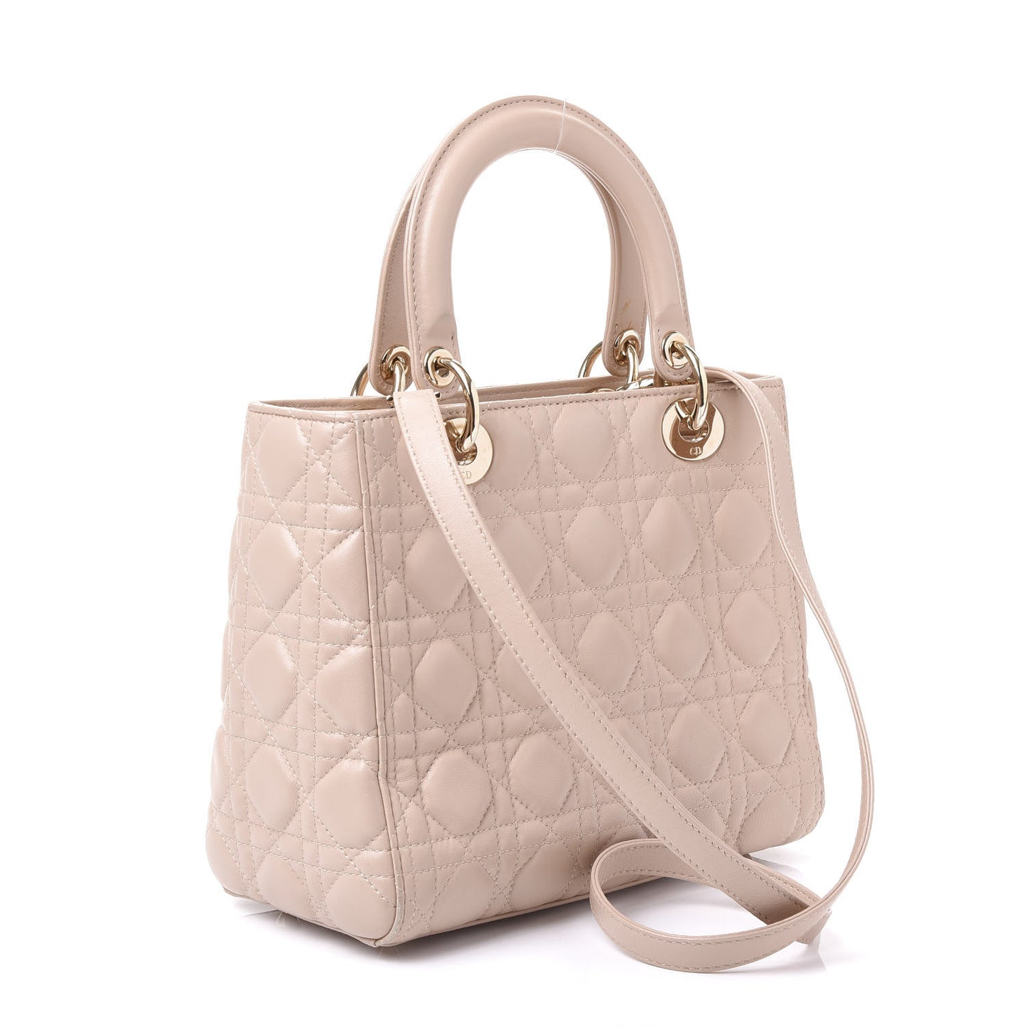 Lambskin Cannage Medium Lady Dior Beige