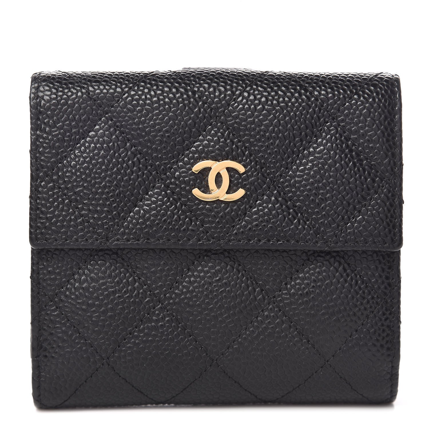 Chanel Caviar Quilted Compact French Flap Wallet Black 1 of 9