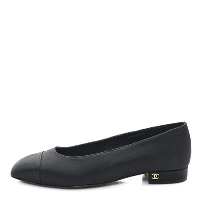 Chanel Grosgrain Cap Toe Uniform Ballerina Flats 38 Black 1 of 10