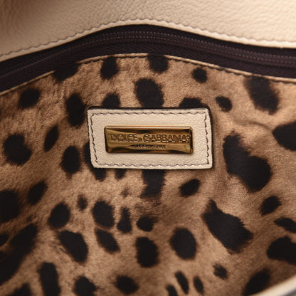 Dolce & Gabbana Goatskin Large Miss Sicily Leopard Heart Satchel Ivory 6 of 16