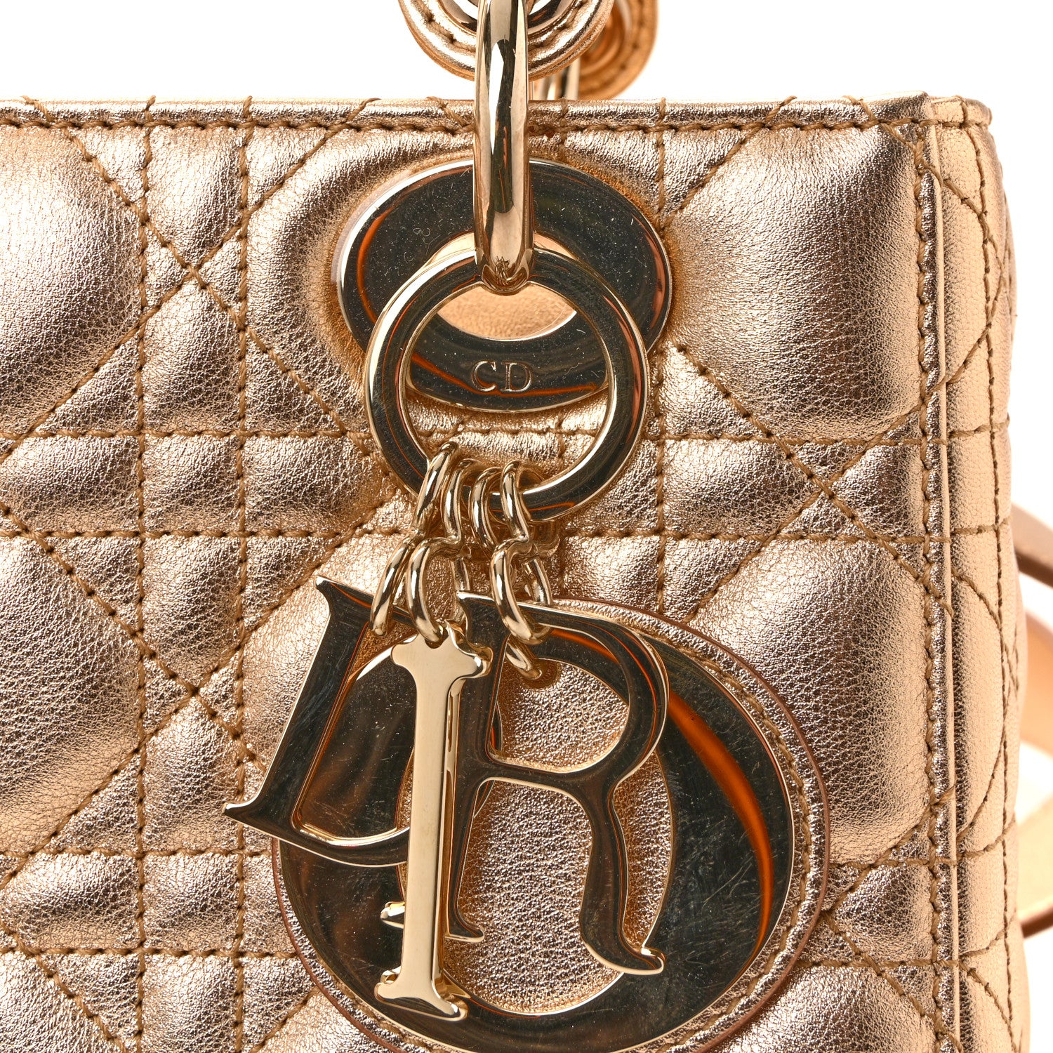 Christian Dior Metallic Lambskin Cannage Small My ABCDior Lady Dior Rose Gold 11 of 12