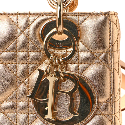 Christian Dior Metallic Lambskin Cannage Small My ABCDior Lady Dior Rose Gold 11 of 12
