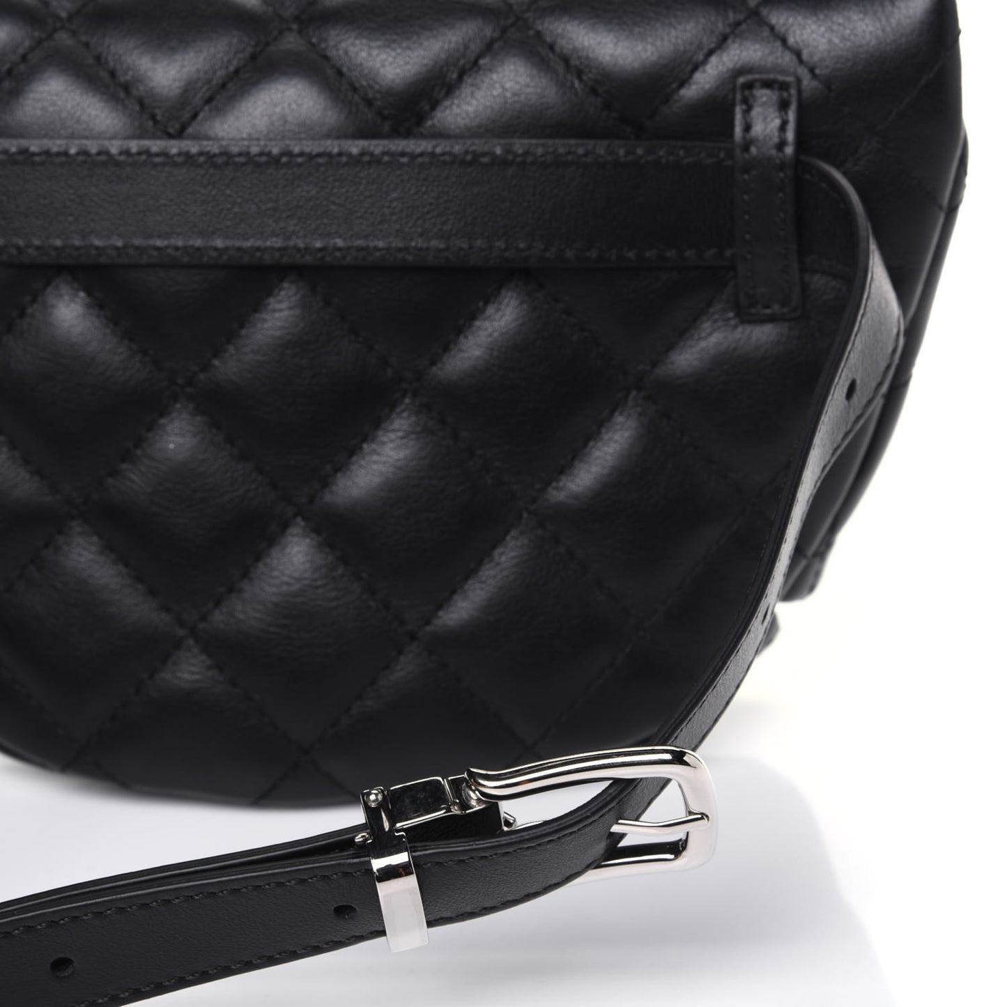 Calfskin Quilted Waist Belt Bag Black