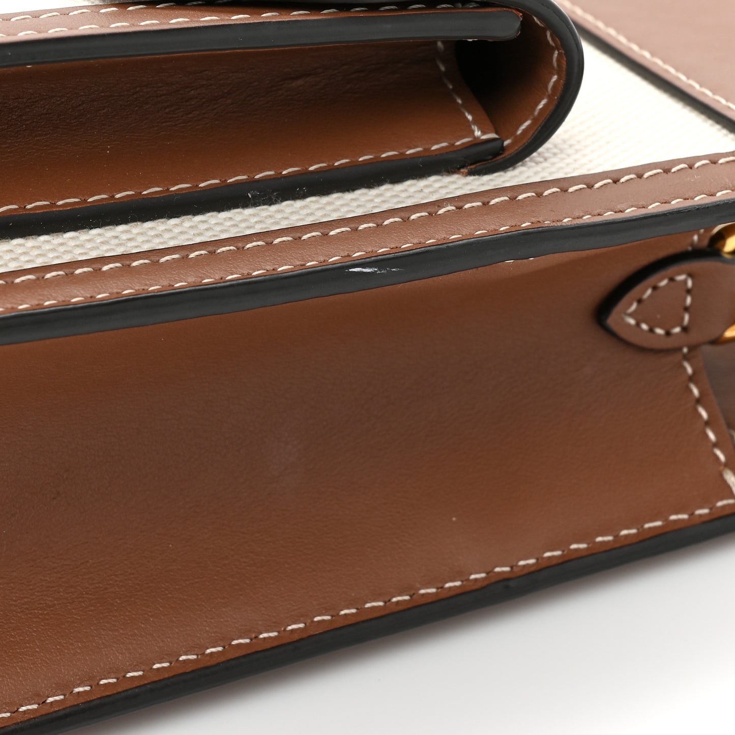Canvas Smooth Calfskin Two Tone Mini Pocket Bag Natural Malt Brown