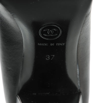 Chanel Lambskin Camellia Cap Toe Pumps 37 Black 7 of 8