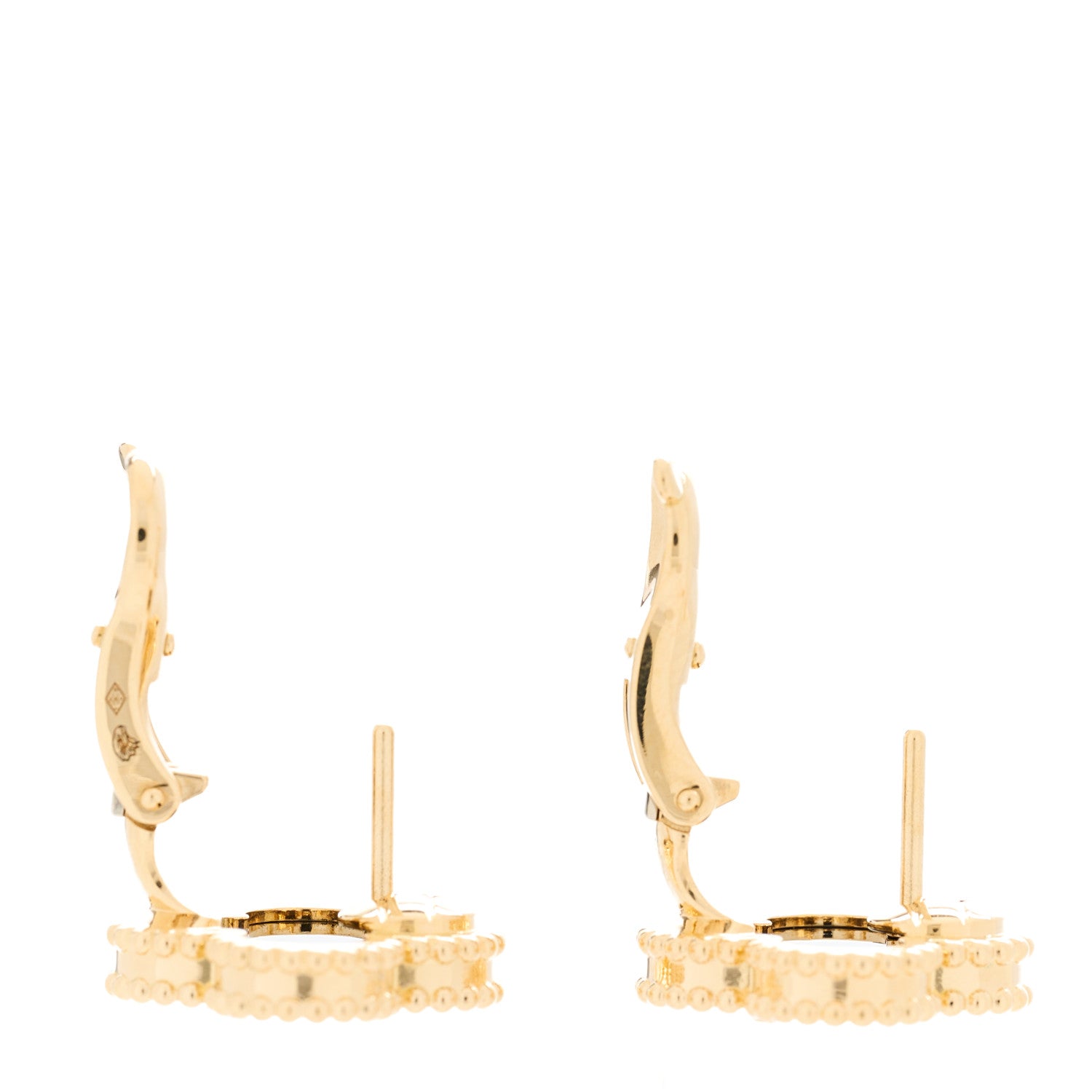 Van Cleef & Arpels 18K Yellow Gold Black Onyx Vintage Alhambra Earrings 3 of 4