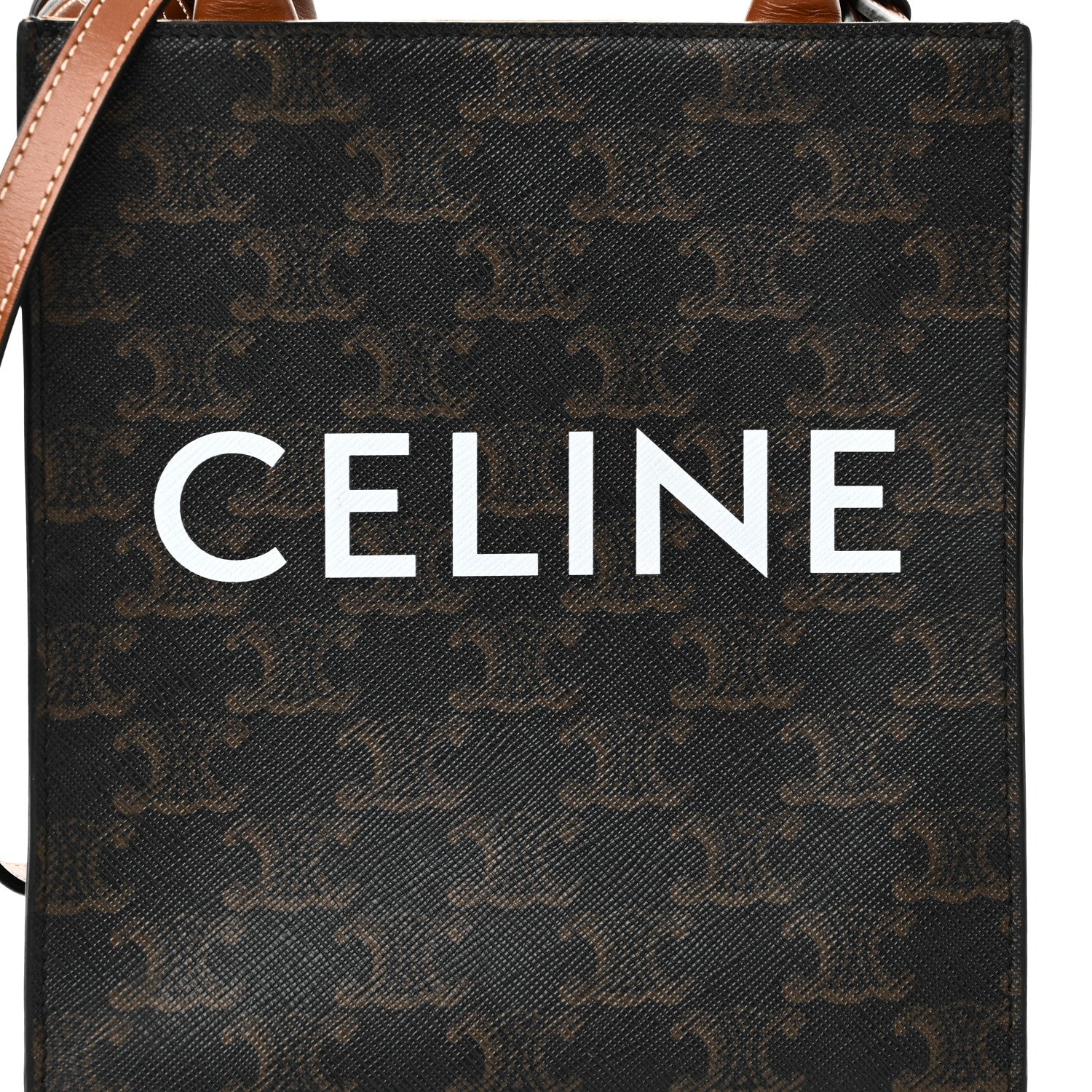 Celine Triomphe Canvas Calfskin Mini Vertical Cabas Tan 7 of 9