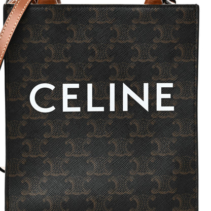 Celine Triomphe Canvas Calfskin Mini Vertical Cabas Tan 7 of 9