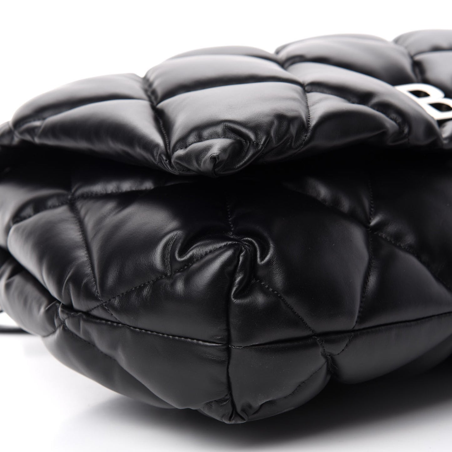 Nappa Calfskin Quilted Large Touch Shoulder Bag Black