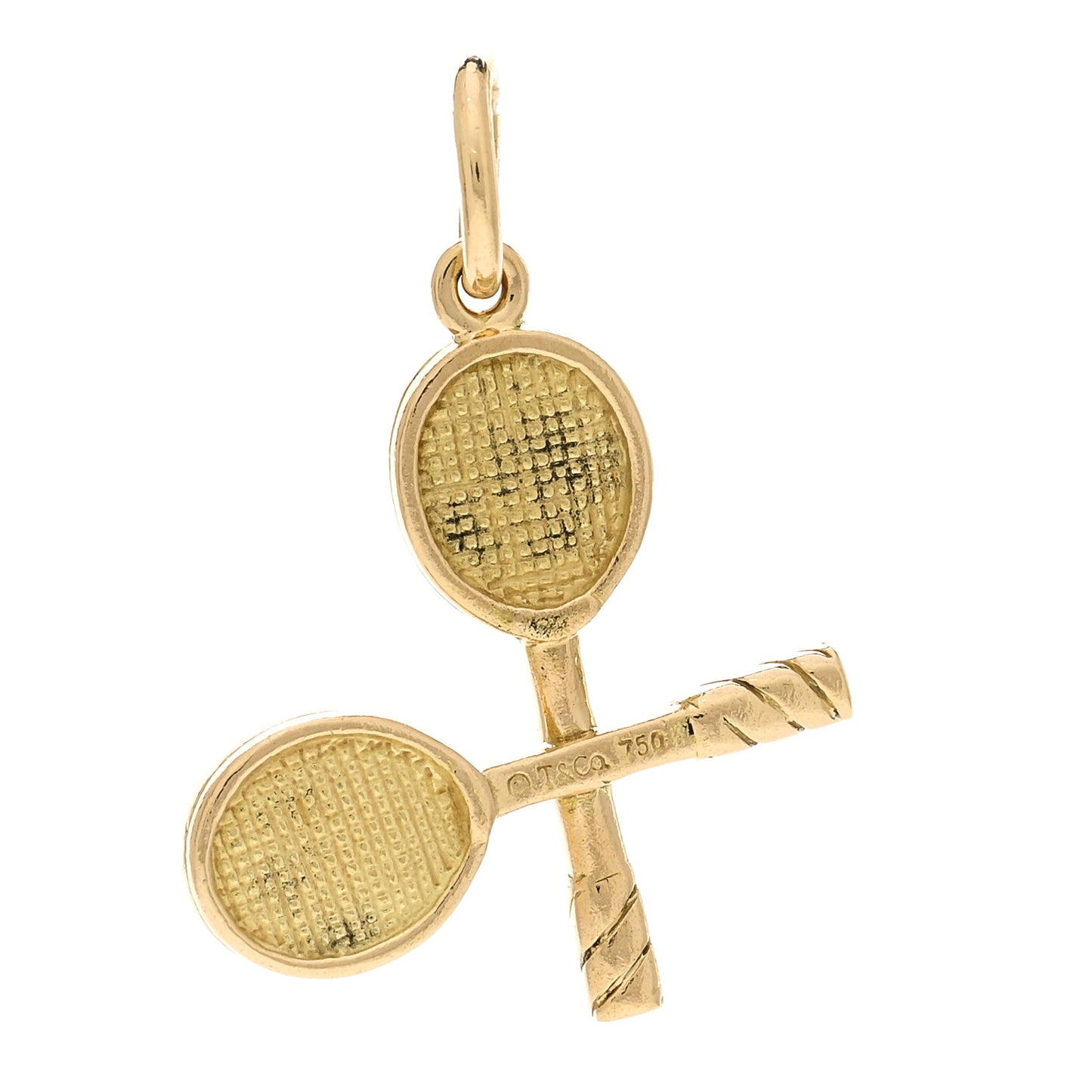 18K Yellow White Gold Diamond Tennis Racket Charm