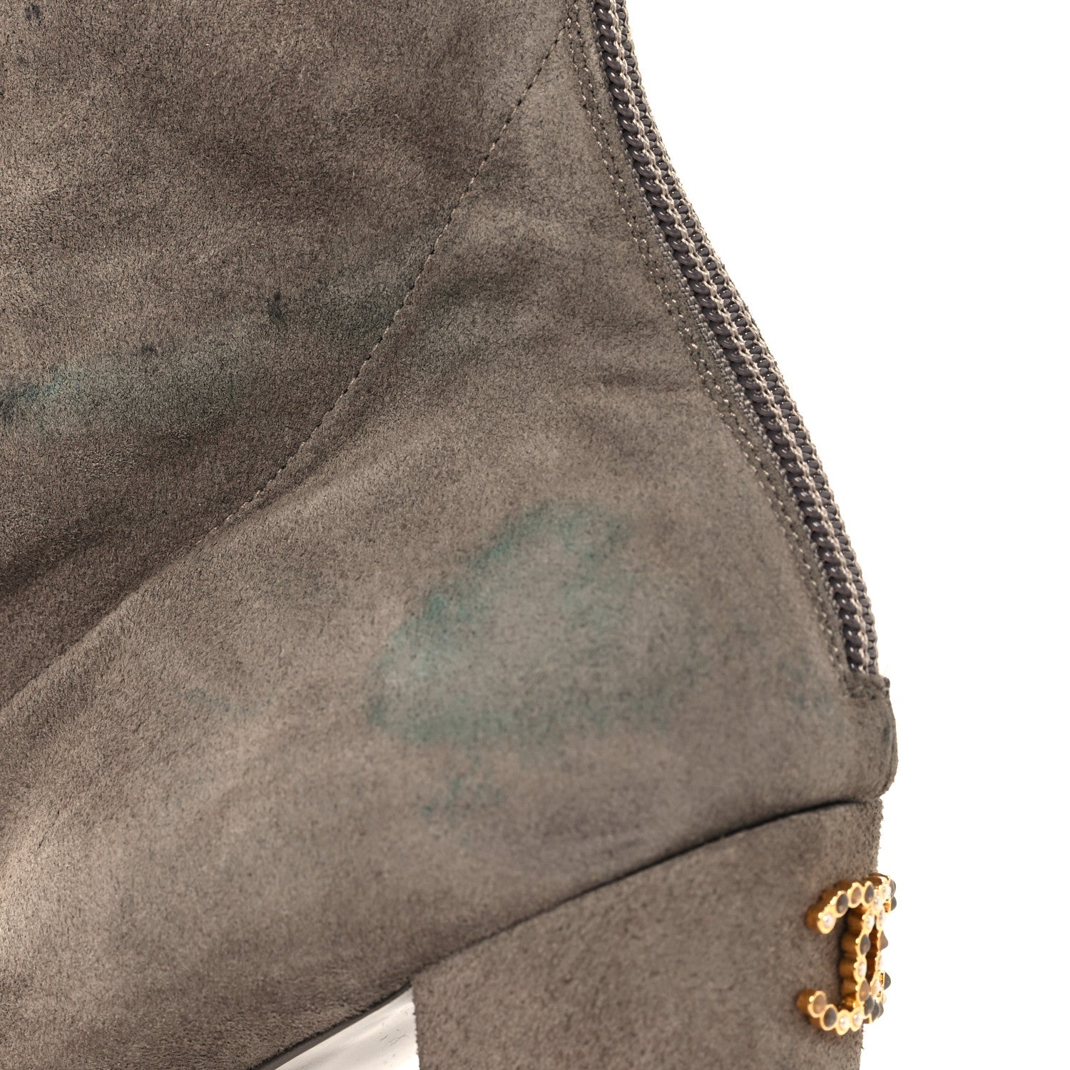 Chanel Suede Lambskin Cap Toe CC Boots 39 Beige Black 10 of 11