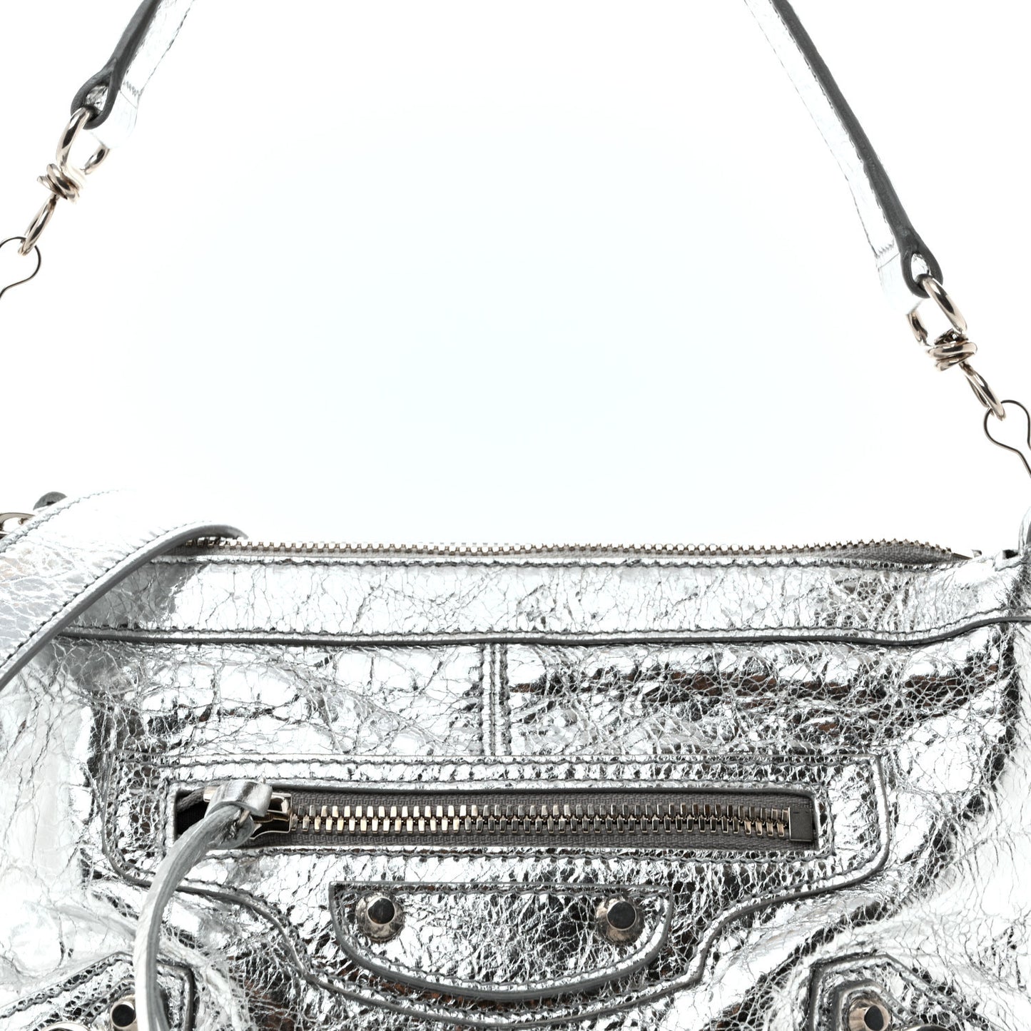 Metallized Agneau Arena Classic Hardware Mini Le City Moto Silver