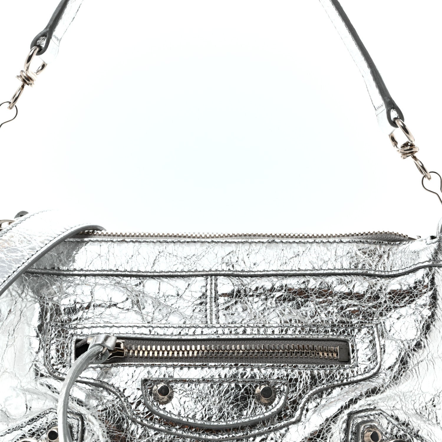 Balenciaga Metallized Agneau Arena Classic Hardware Mini Le City Moto Silver 7 of 11